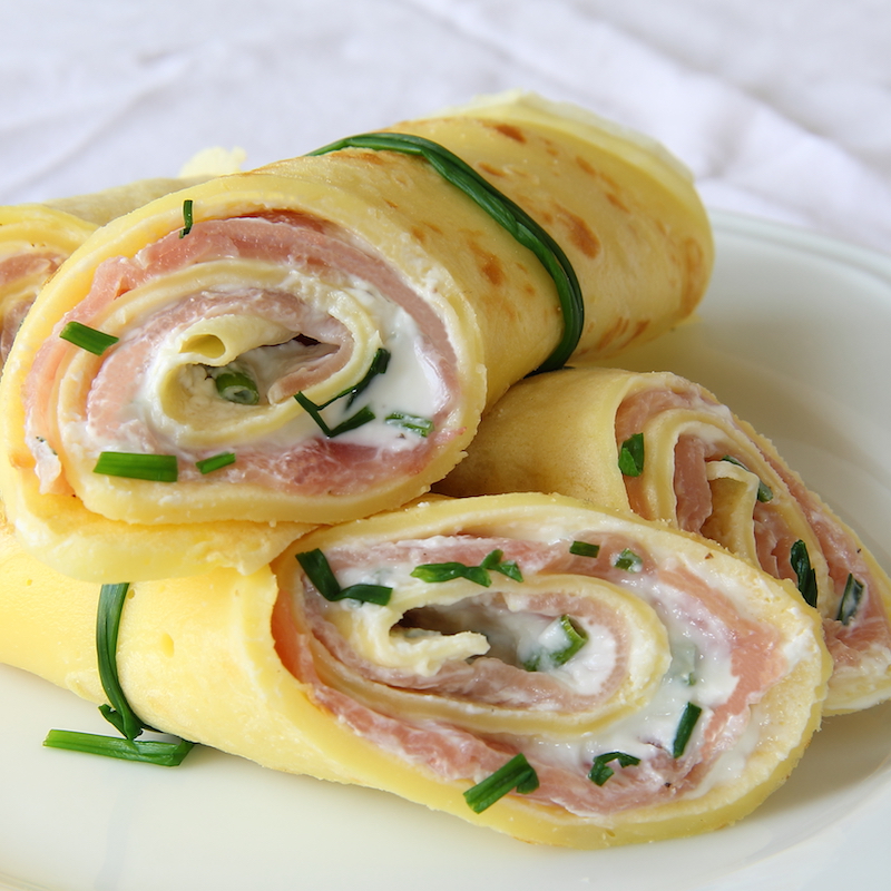 Involtini di crepes con lombetto affumicato