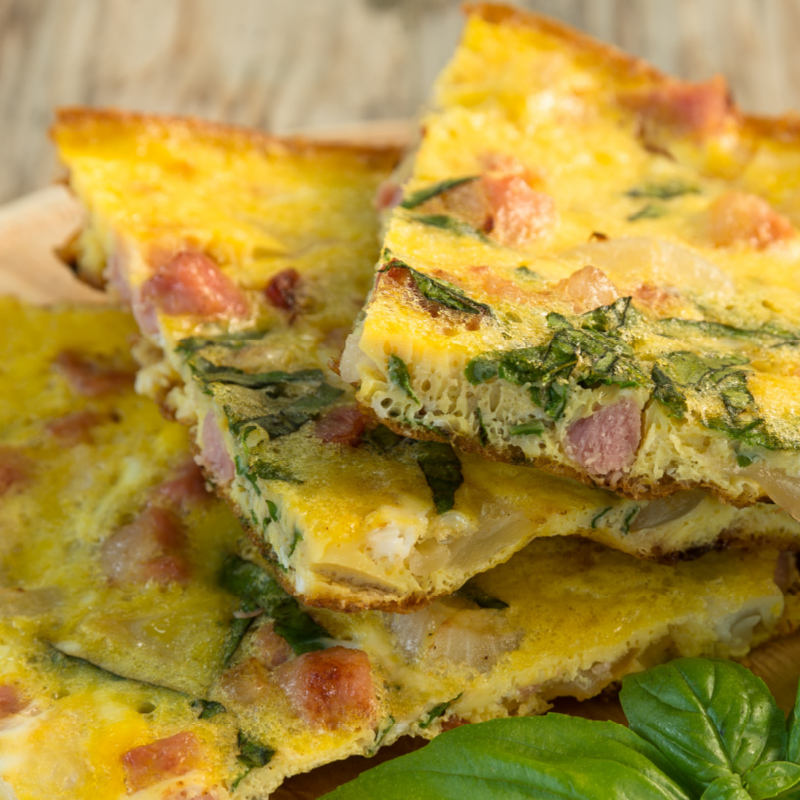Frittata con prosciutto cotto al forno
